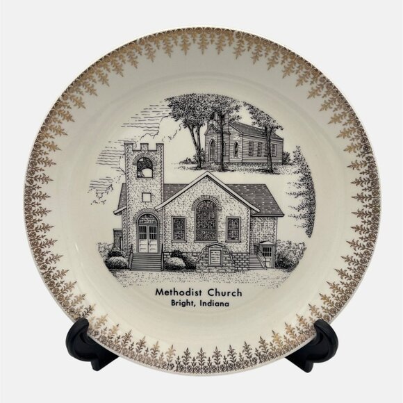 1960s Methodist Church Bright Indiana Collectible Plate World Wide Art Studios - Picture 1 of 5